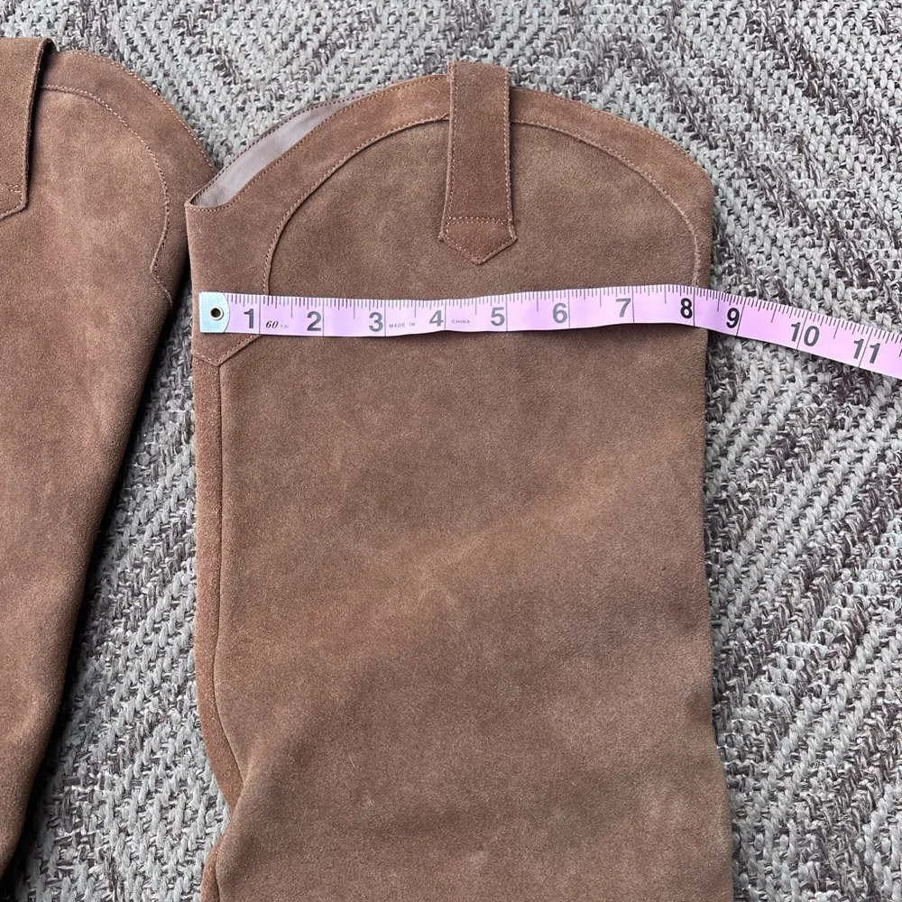 Steve Madden Western Inspired Chestnut Brown Suede Over-the-Knee Cowboy Boots